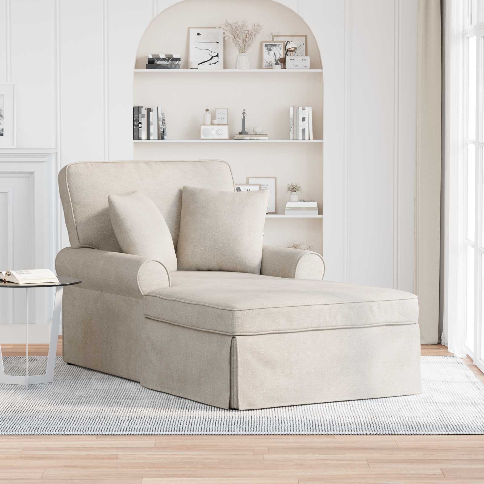 Lounge chaise s volánem Krémová 157 x 91 x 91 cm ARES