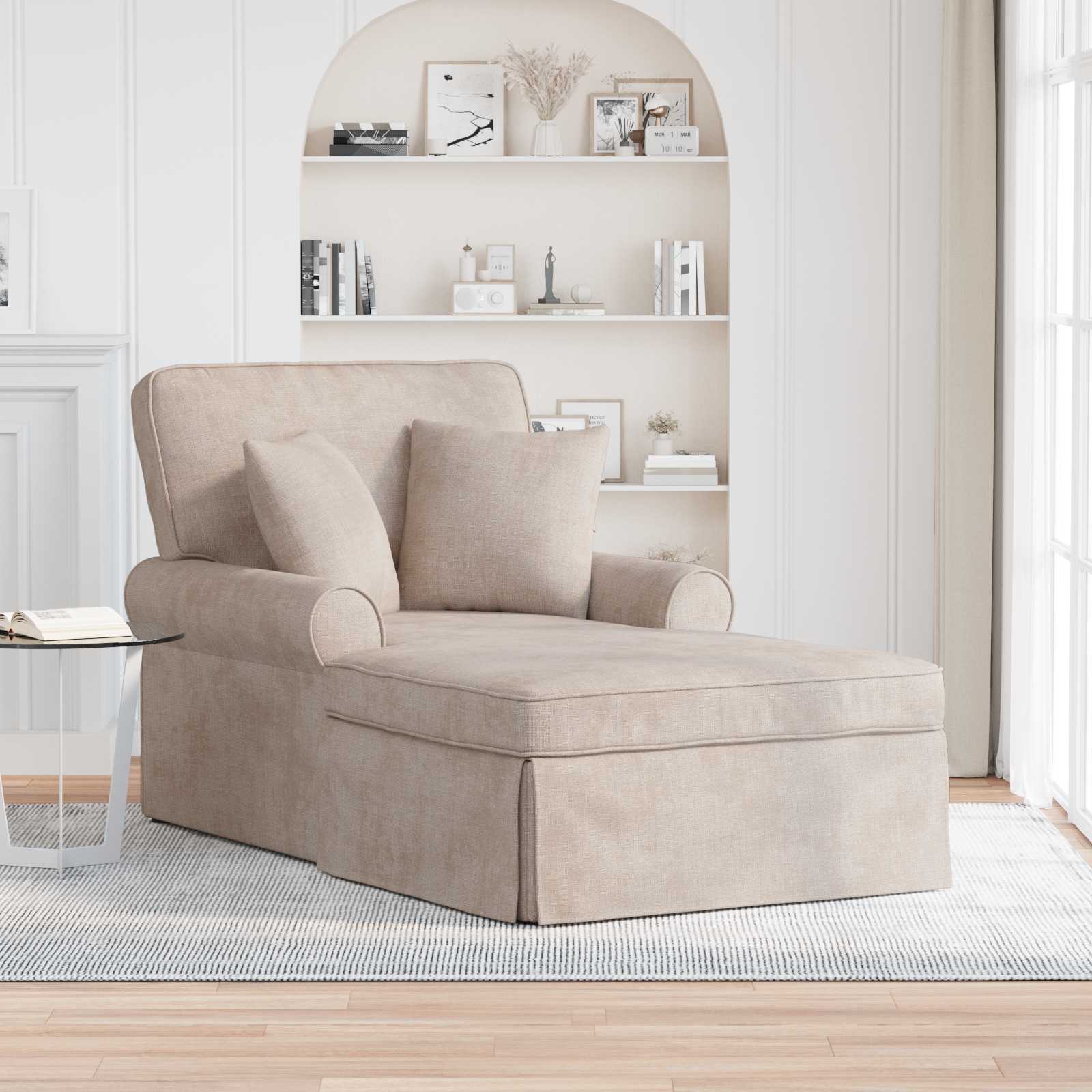 Lounge chaise s volánem Béžová 157 x 91 x 91 cm ARES
