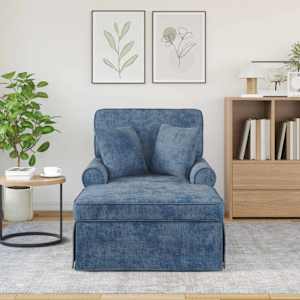Lounge chaise s volánem s polštářem Modrá 157 x 91 x 91 cm ARES - obrázek 3
