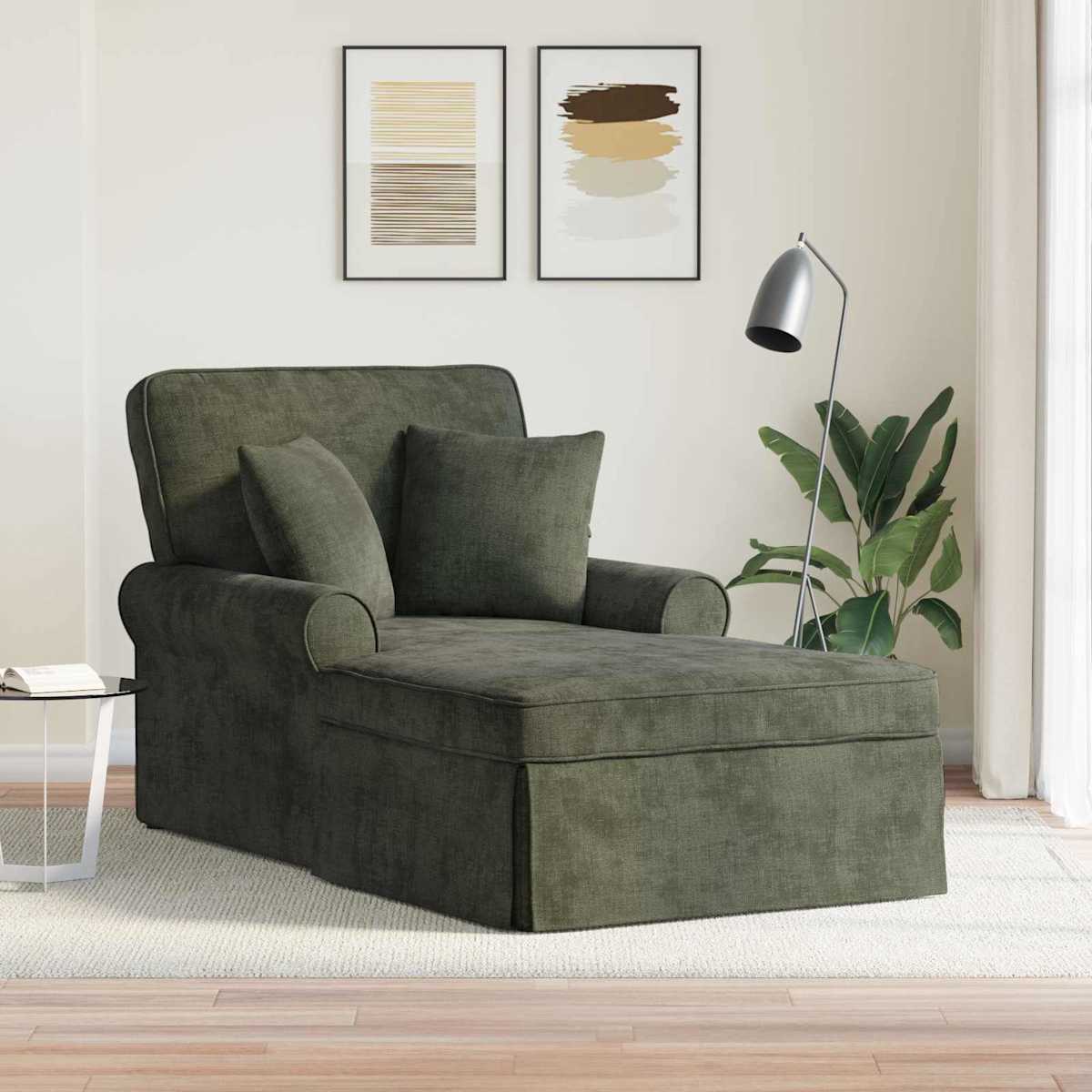 Chaise lounge med volant med pude 157 x 91 x 91 cm ARES