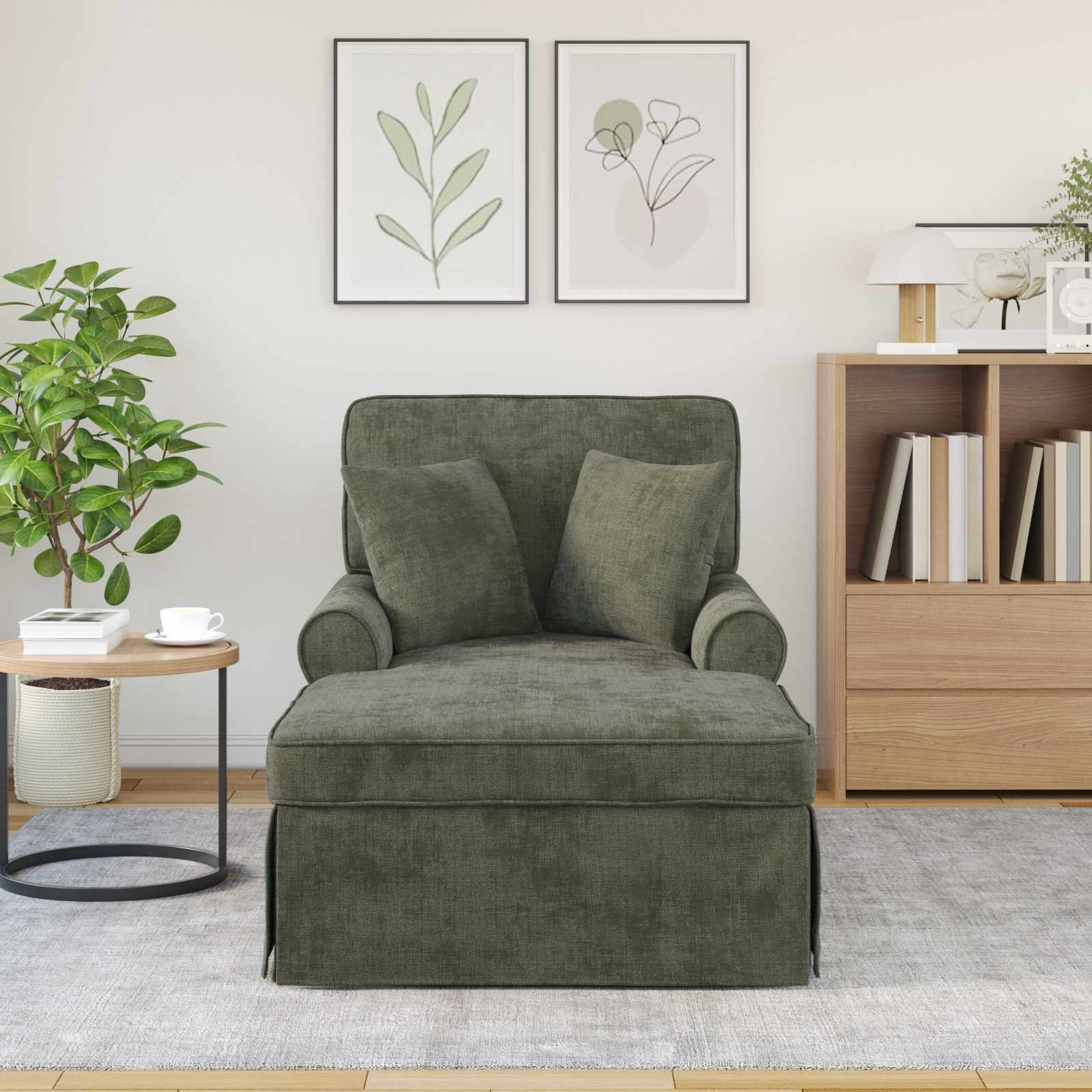 Naslonjač z krilom z blazino Zelena 157 x 91 x 91 cm ARES - slika 3