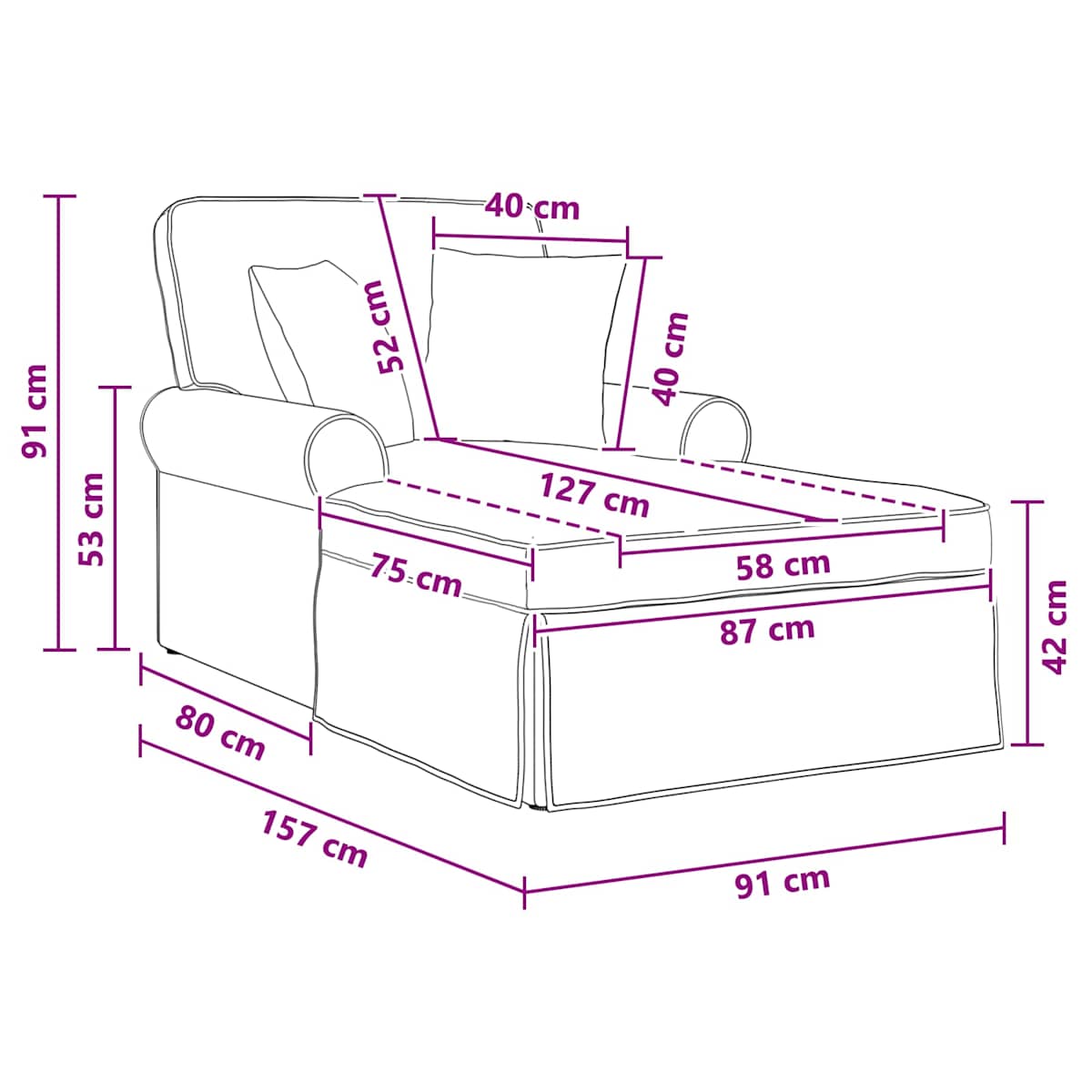 Chaise lounge med volant med pude 157 x 91 x 91 cm ARES - Billede 11