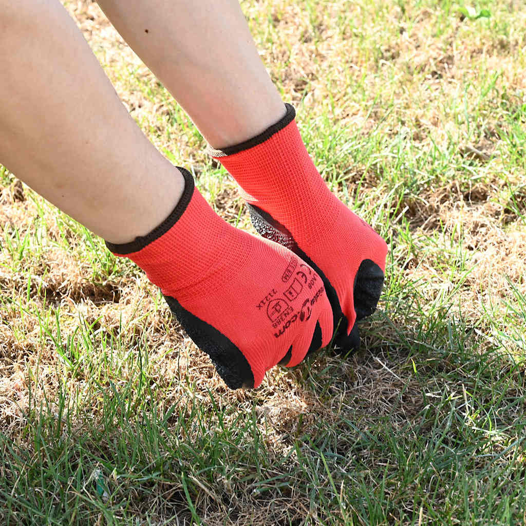 vidaXL Manusi pentru Muncă 24 pcs Roșu și Negru 7 / S