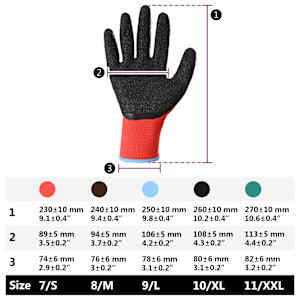 Pracovní rukavice 12 pcs Červená a černá 9 / l Potažení latexem - obrázek 10