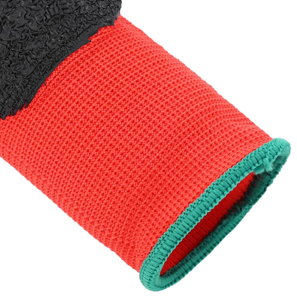 Munkakesztyűk 12 pcs Piros és Fekete 11 / XXL Latex bevonat 