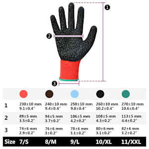 Pracovní rukavice 12 pcs Červená a černá 11 / XXL - obrázek 10