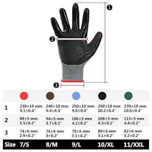 Pracovní rukavice 12 pcs Šedá a černá 7 / S Polyester - obrázek 10