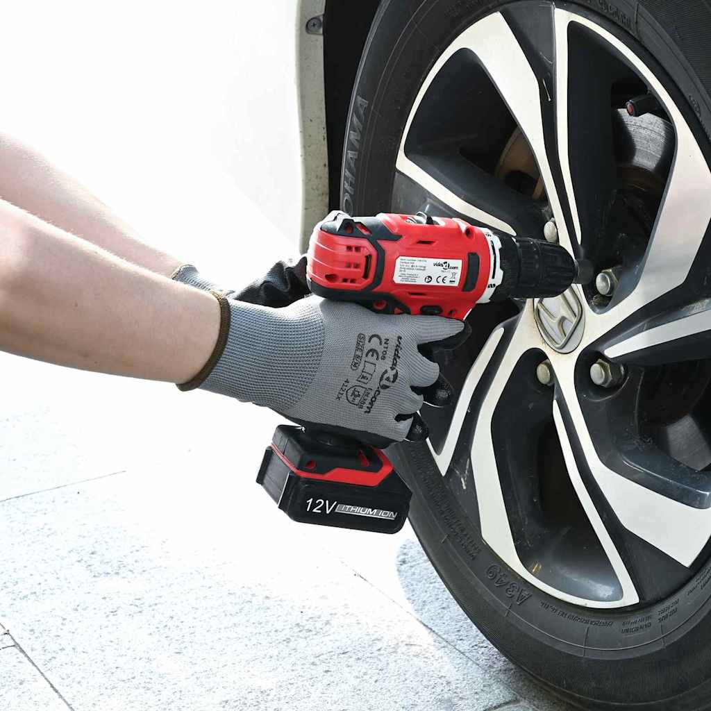 vidaXL Manusi pentru Muncă 24 pcs Gri și negru 7 / S Poliester