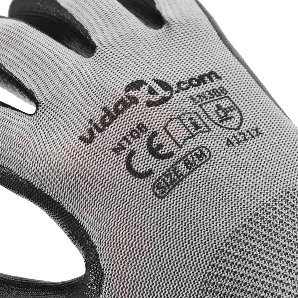 Munkakesztyűk 24 pcs Szürke és fekete 8 / m Poliészter 