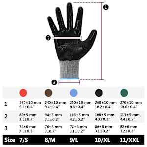 Pracovní rukavice 12 pcs Šedá a černá 9 / l Polyester - obrázek 10