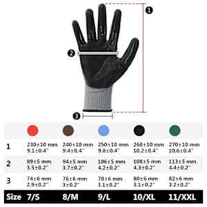 Pracovní rukavice 12 pcs Šedá a černá 10 / xl Polyester - obrázek 10