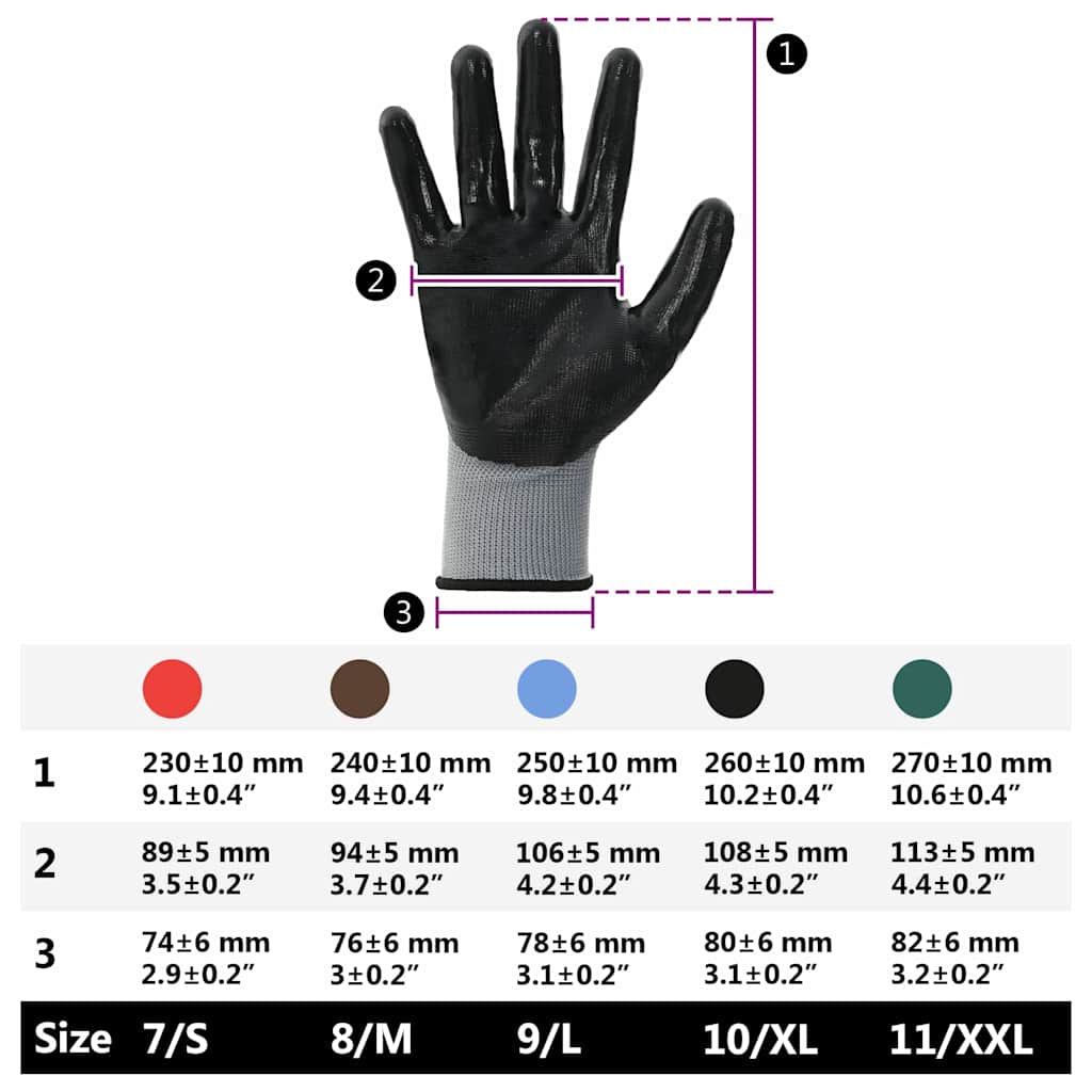 Munkakesztyűk 24 pcs Szürke és fekete 10 / xl Poliészter 