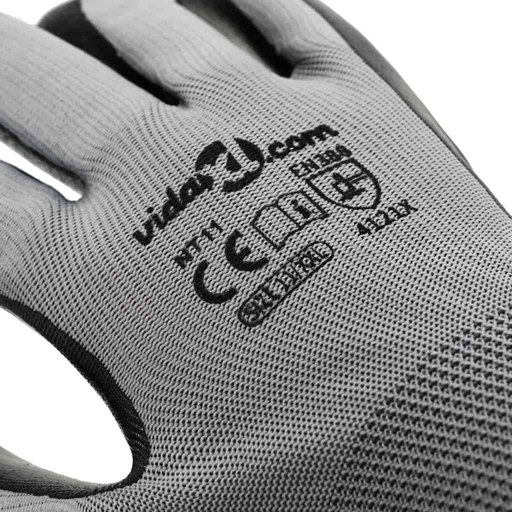 Munkakesztyűk 12 pcs Szürke és fekete 11 / XXL Poliészter 