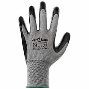 Pracovní rukavice 12 pcs Šedá a černá 11 / XXL Polyester - obrázek 6