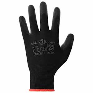 Pracovní rukavice 12 pcs Černá 7 / S Polyester - obrázek 5