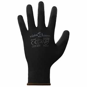 Pracovní rukavice 12 pcs Černá 8 / m Polyester - obrázek 5