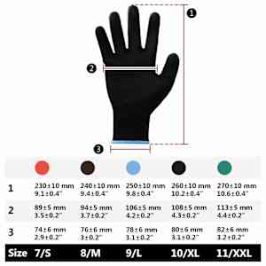 Pracovní rukavice 12 pcs Černá 9 / l Polyester - obrázek 10