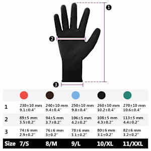 Pracovní rukavice 12 pcs Černá 10 / xl Polyester - obrázek 10