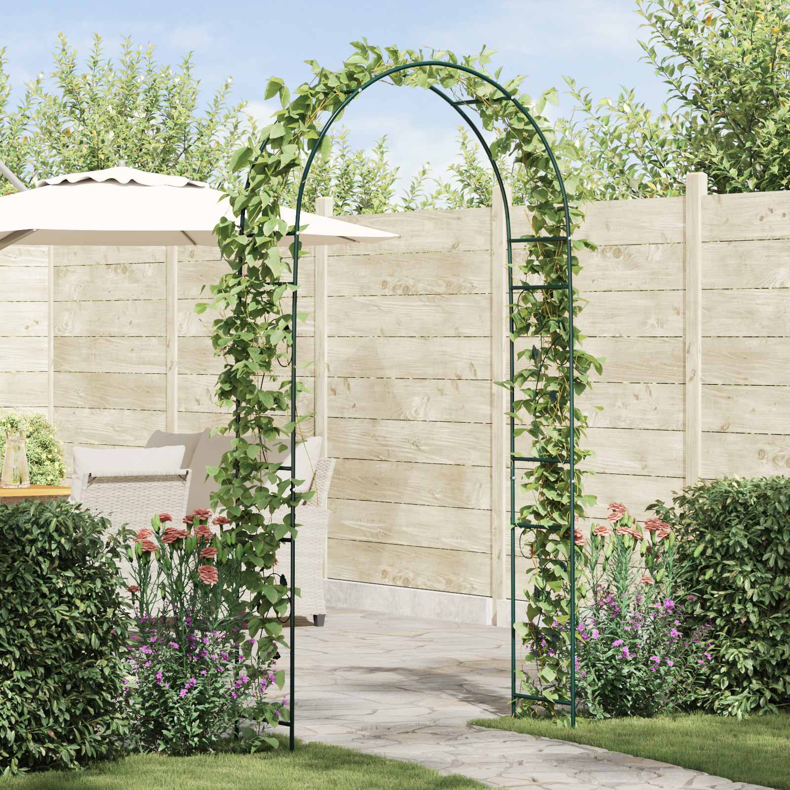 vidaXL Gartenbogen Floral Grün 115 x 37 x 231 cm