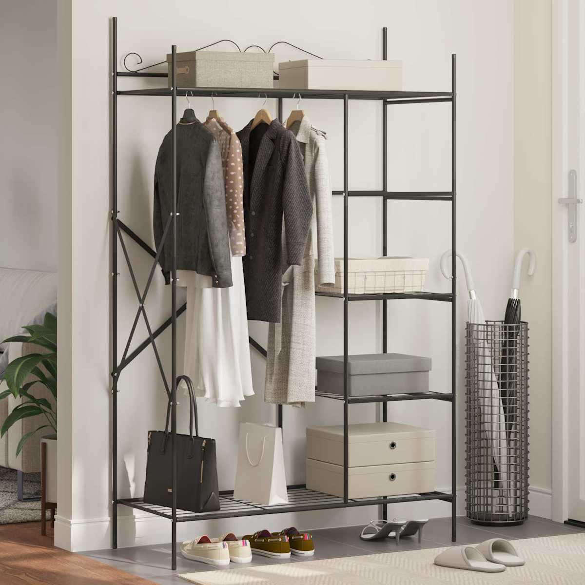 Åben Garderobe med hylde Sort 104,5 x 45 x 172 cm Stål - Billede 4