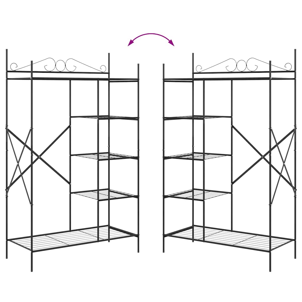 Åben Garderobe med hylde Sort 104,5 x 45 x 172 cm Stål - Billede 9