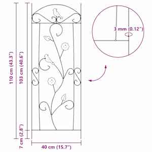 Zahradní plot 3 pcs Černá 110 x 40 cm Ocel - obrázek 9