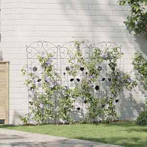 Vrtna ograja 3 pcs Črna 110,5 x 42,5 cm Jeklo