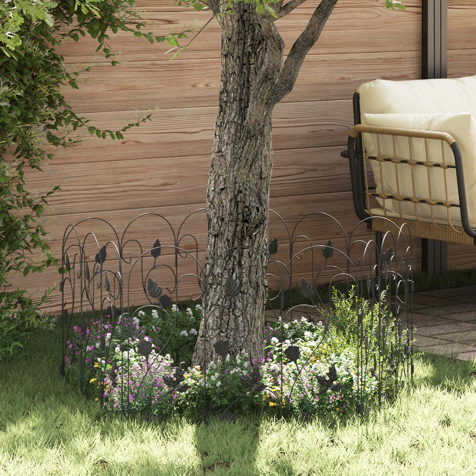 vidaXL Tuinhek Latwerk Zwart