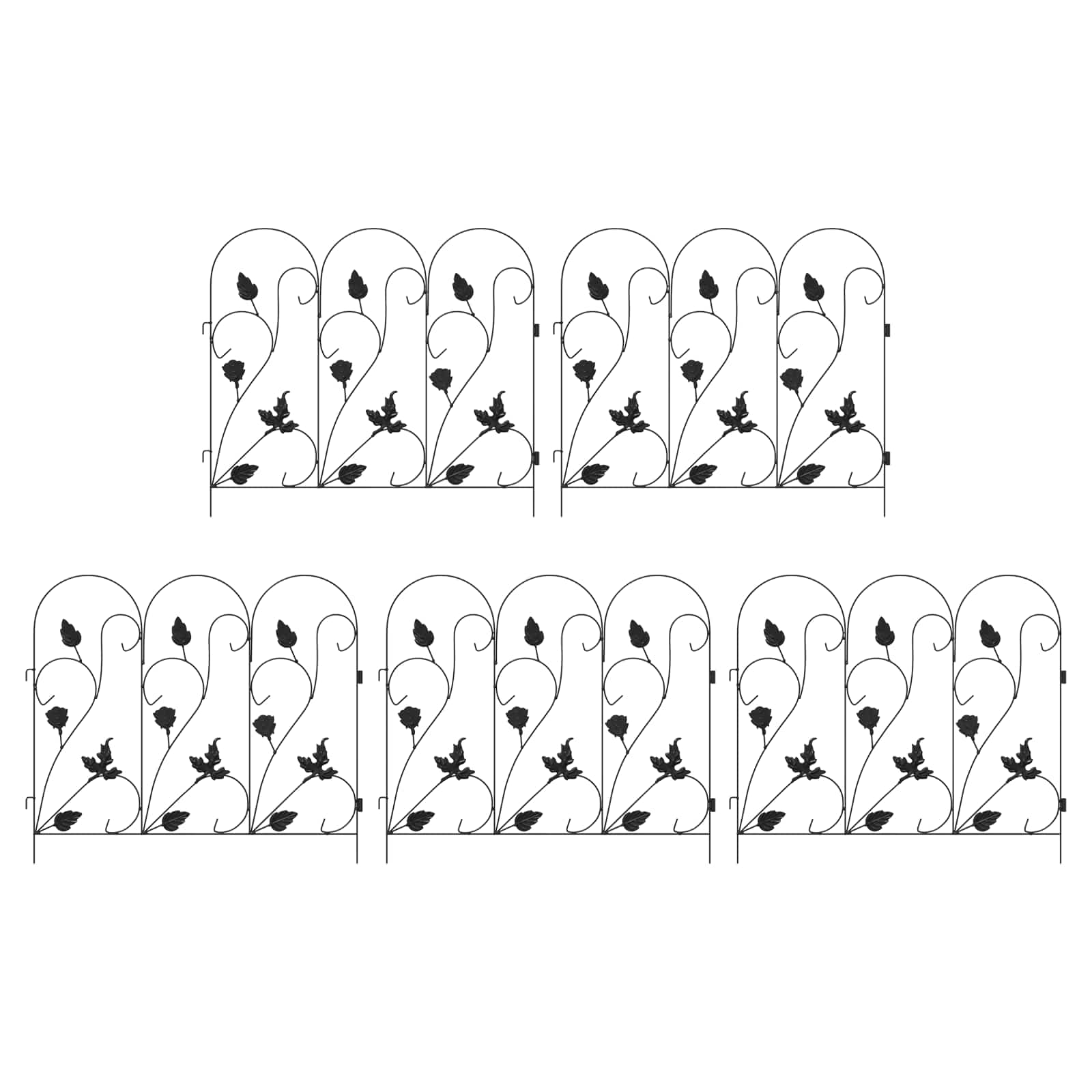 Thumbnail - vidaXL Gartenzaun Spalier Schwarz 307 x 54,5 x 0,3 cm