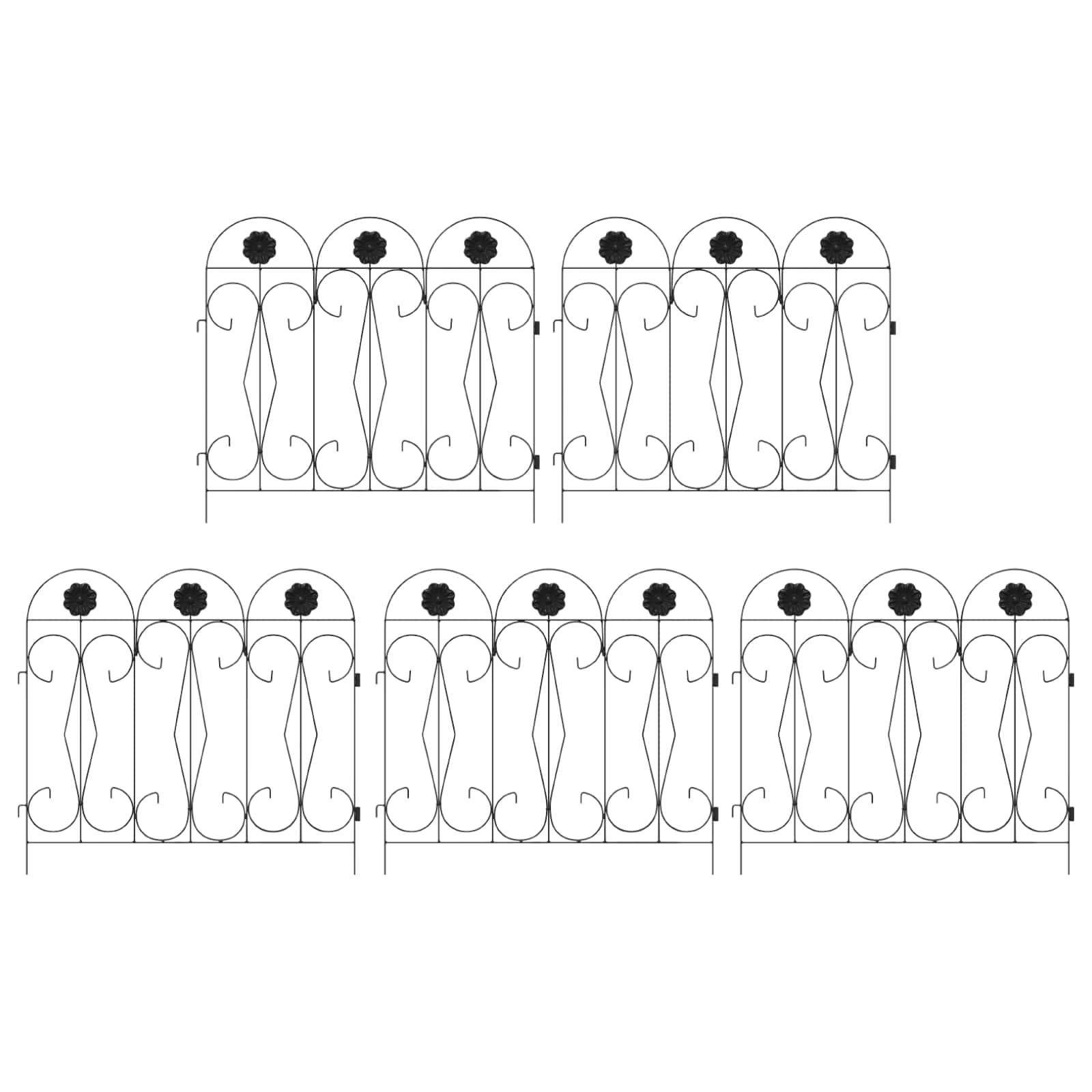 Thumbnail - vidaXL Gartenzaun Spalier Schwarz 305,5 x 55,5 x 0,3 cm