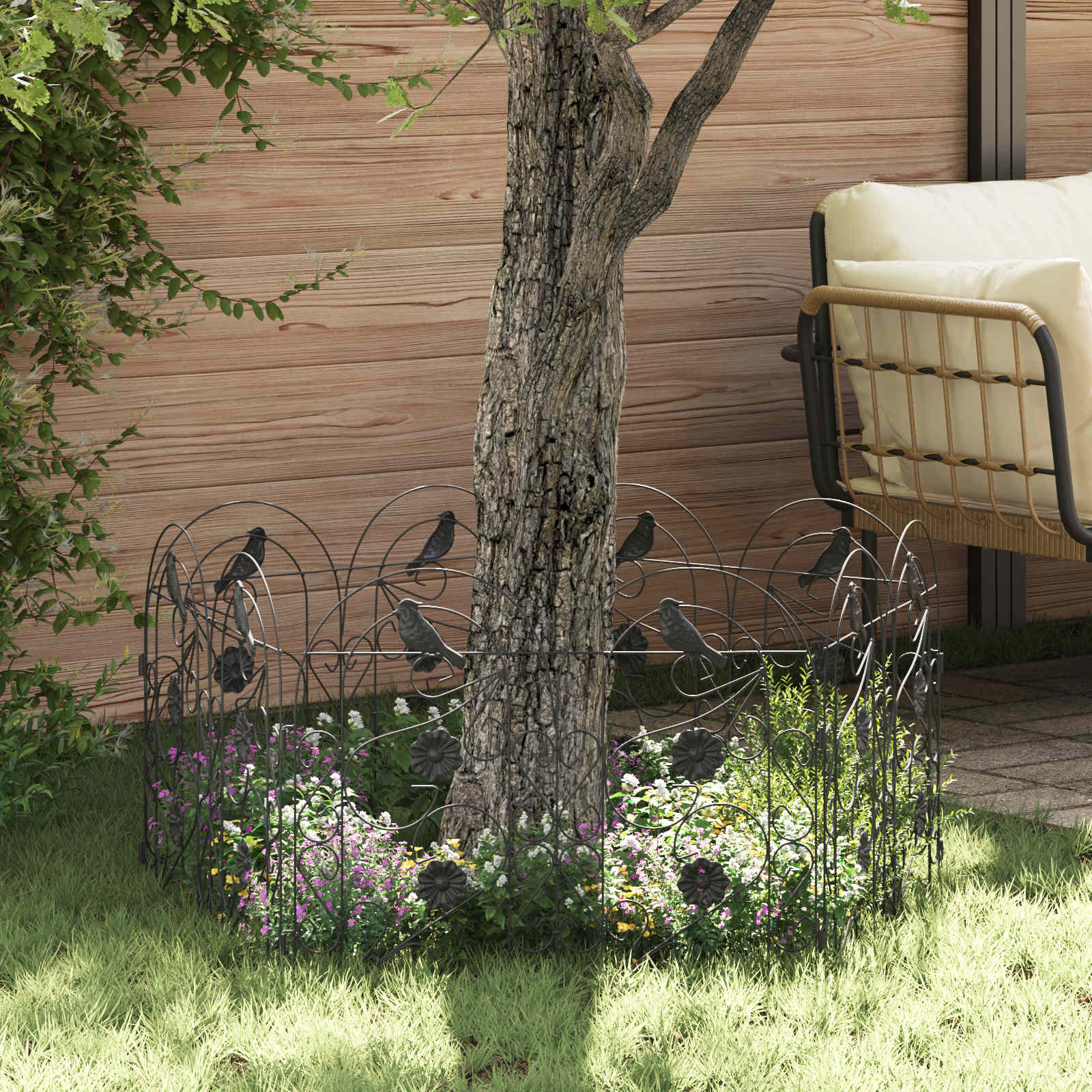 vidaXL Tuinhek Latwerk Zwart