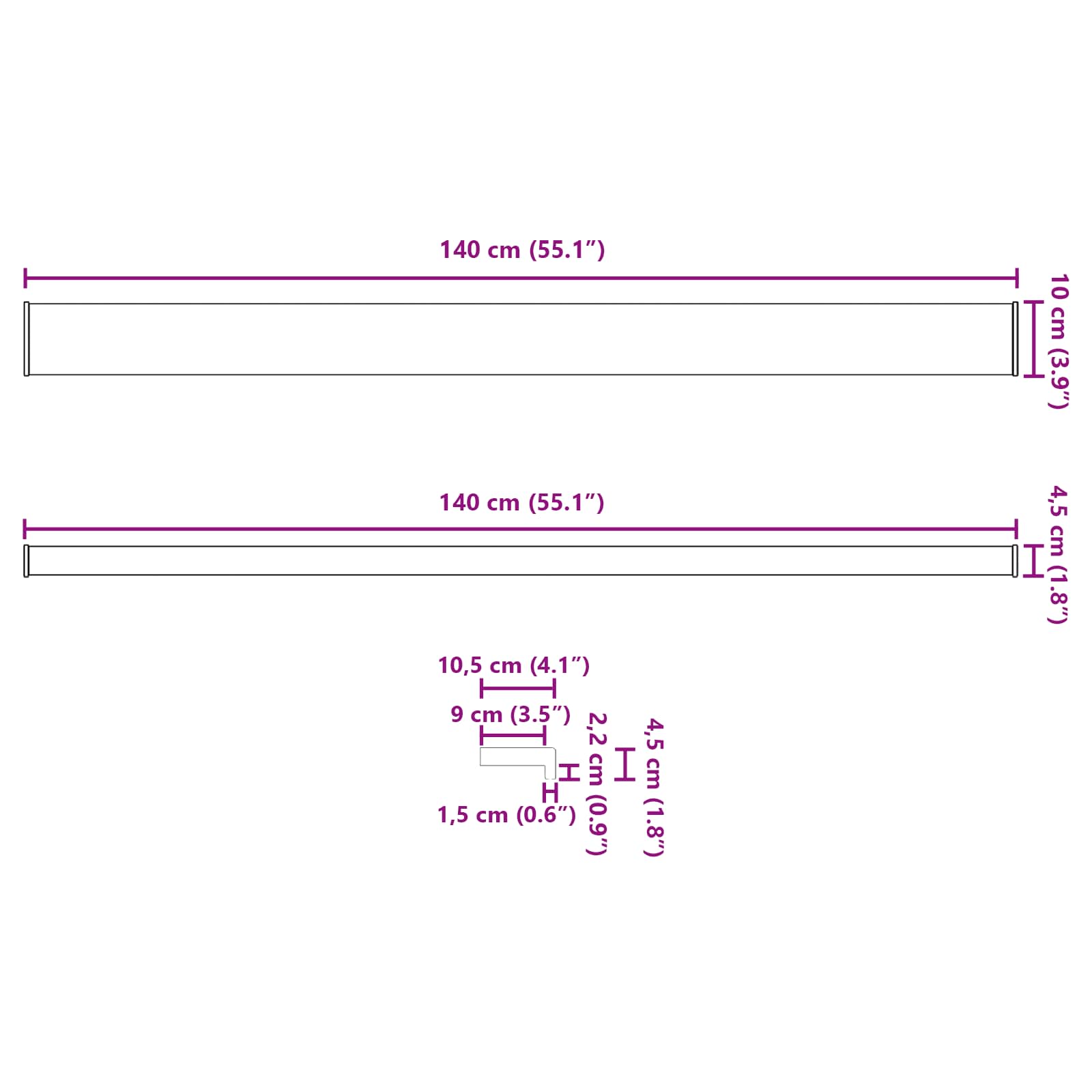 Okenski nadstrešek Bela 140 x 10 x 4,5 cm PVC - slika 13