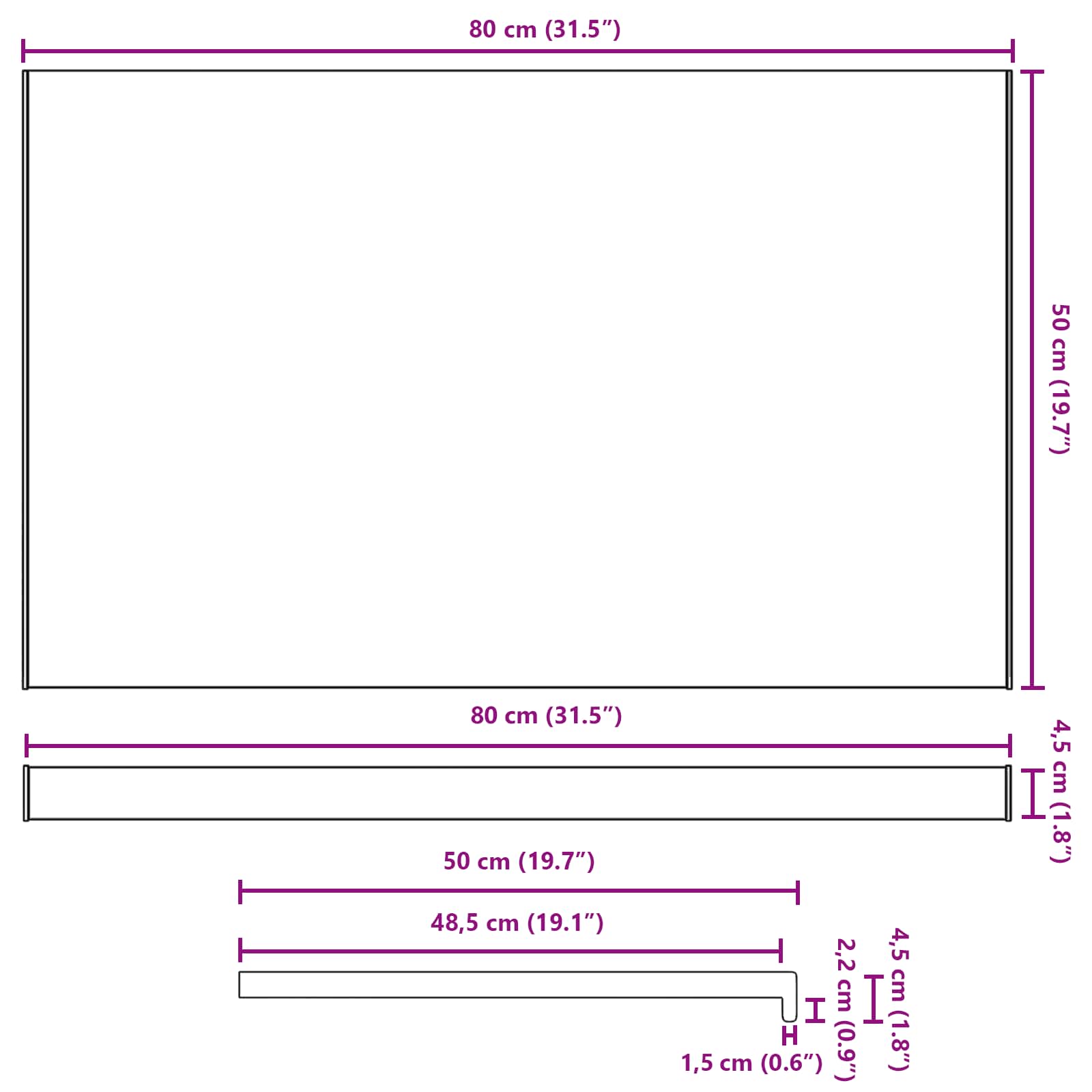 Logu palodze Balts 80 x 50 x 4,5 cm PVC
