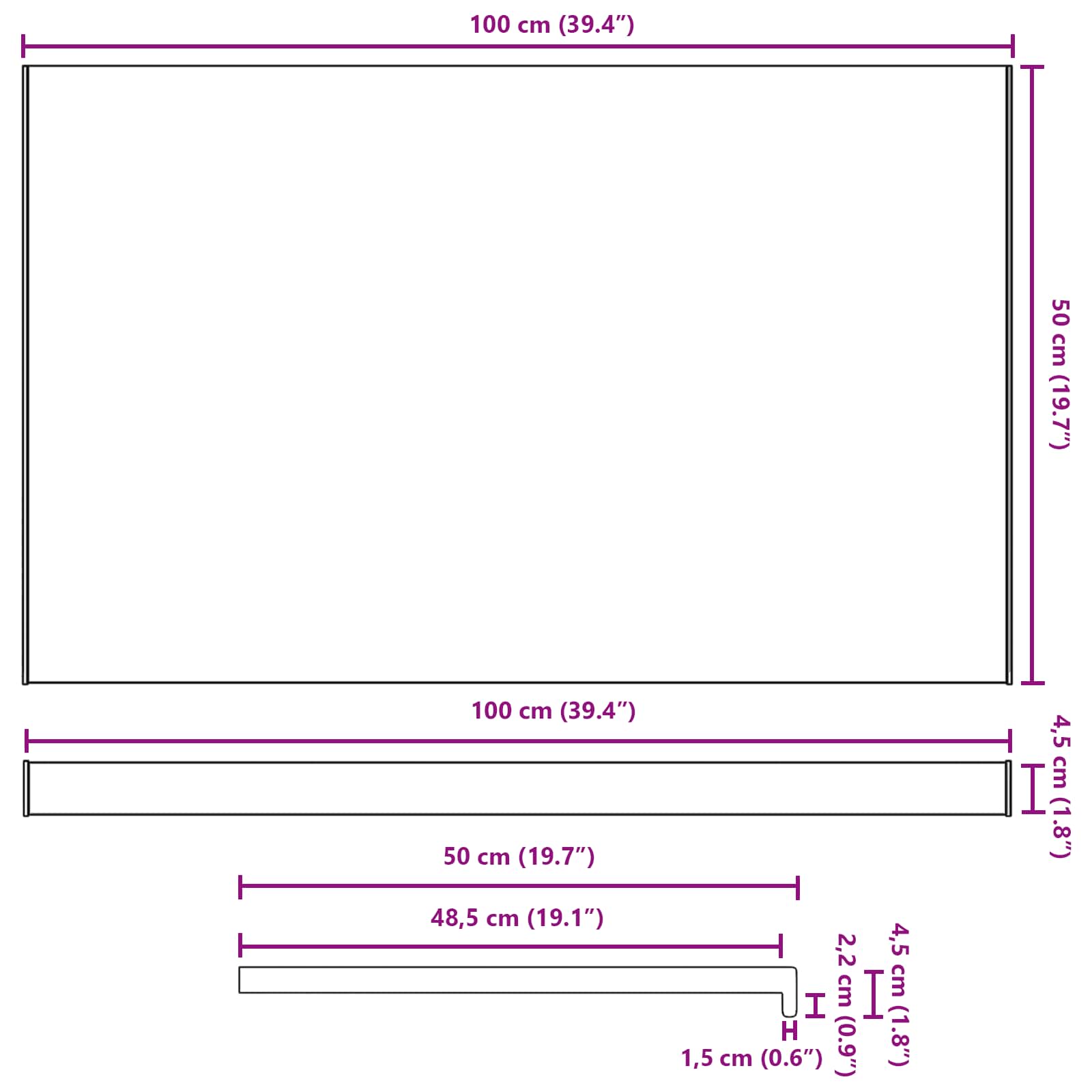 Logu palodze Balts 100 x 50 x 4,5 cm PVC
