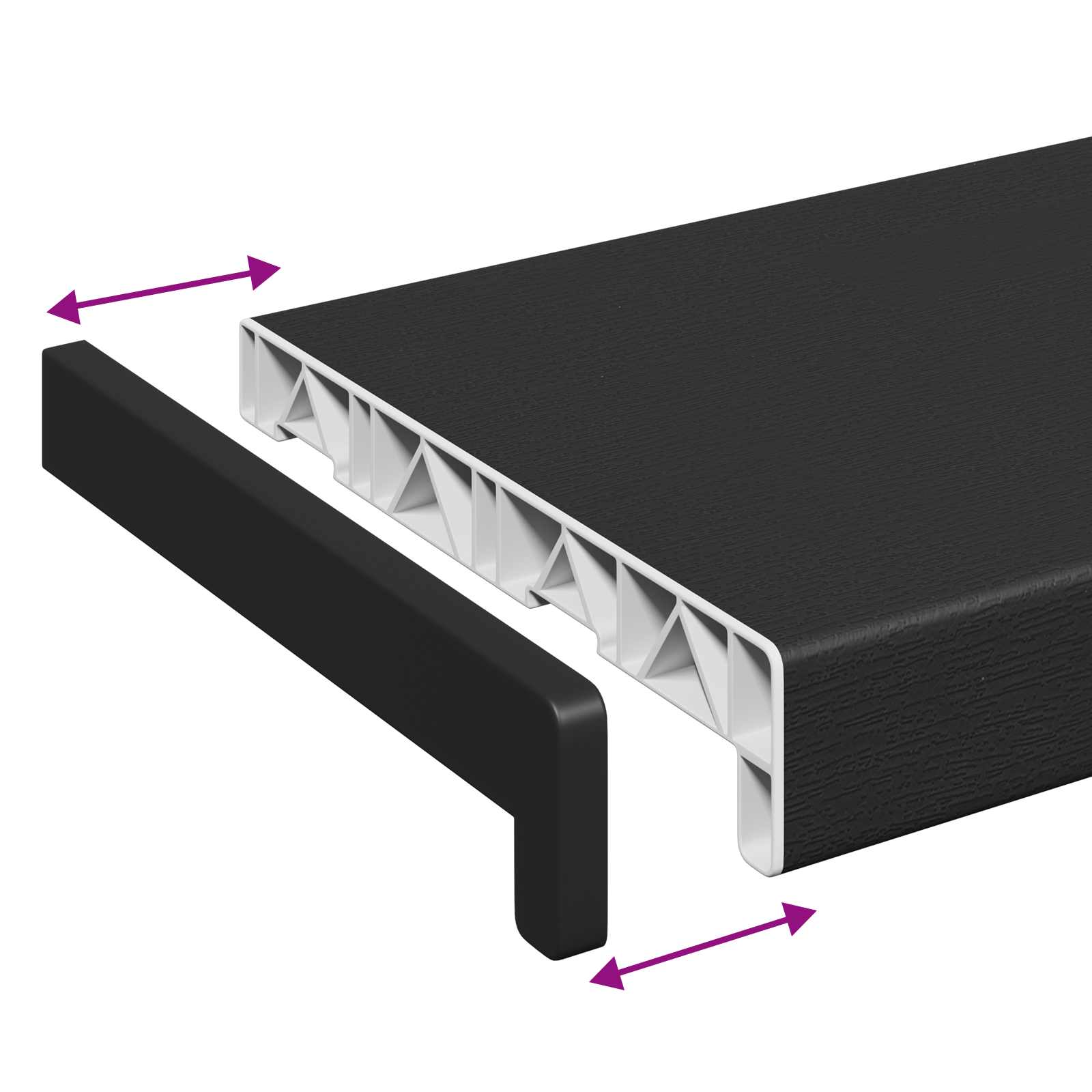 Prag de fereastră Negru cu Dungi de Lemn 100 x 20 x 4,5 cm [7]