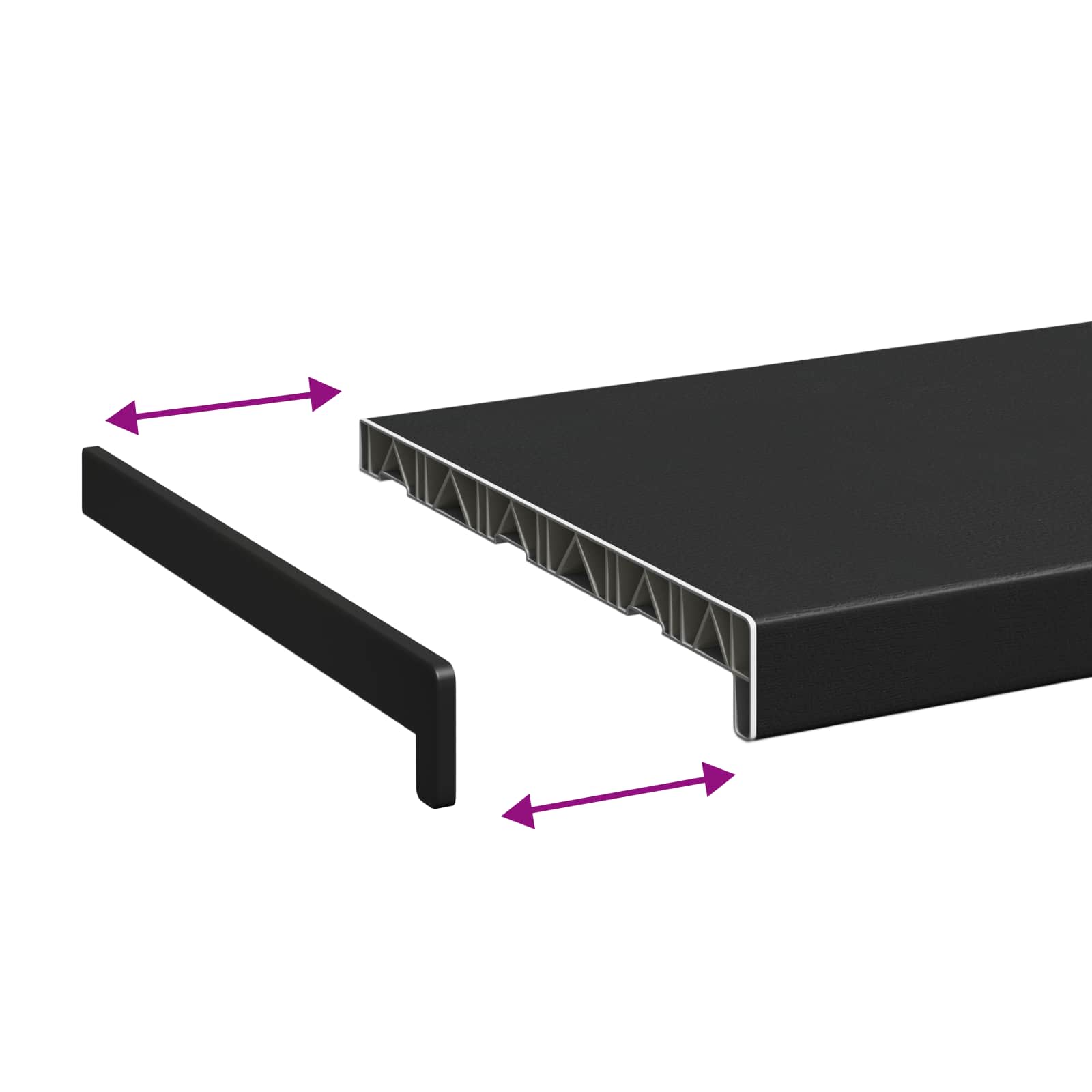 Prag de fereastră Negru cu Dungi de Lemn 160 x 35 x 4,5 cm [7]