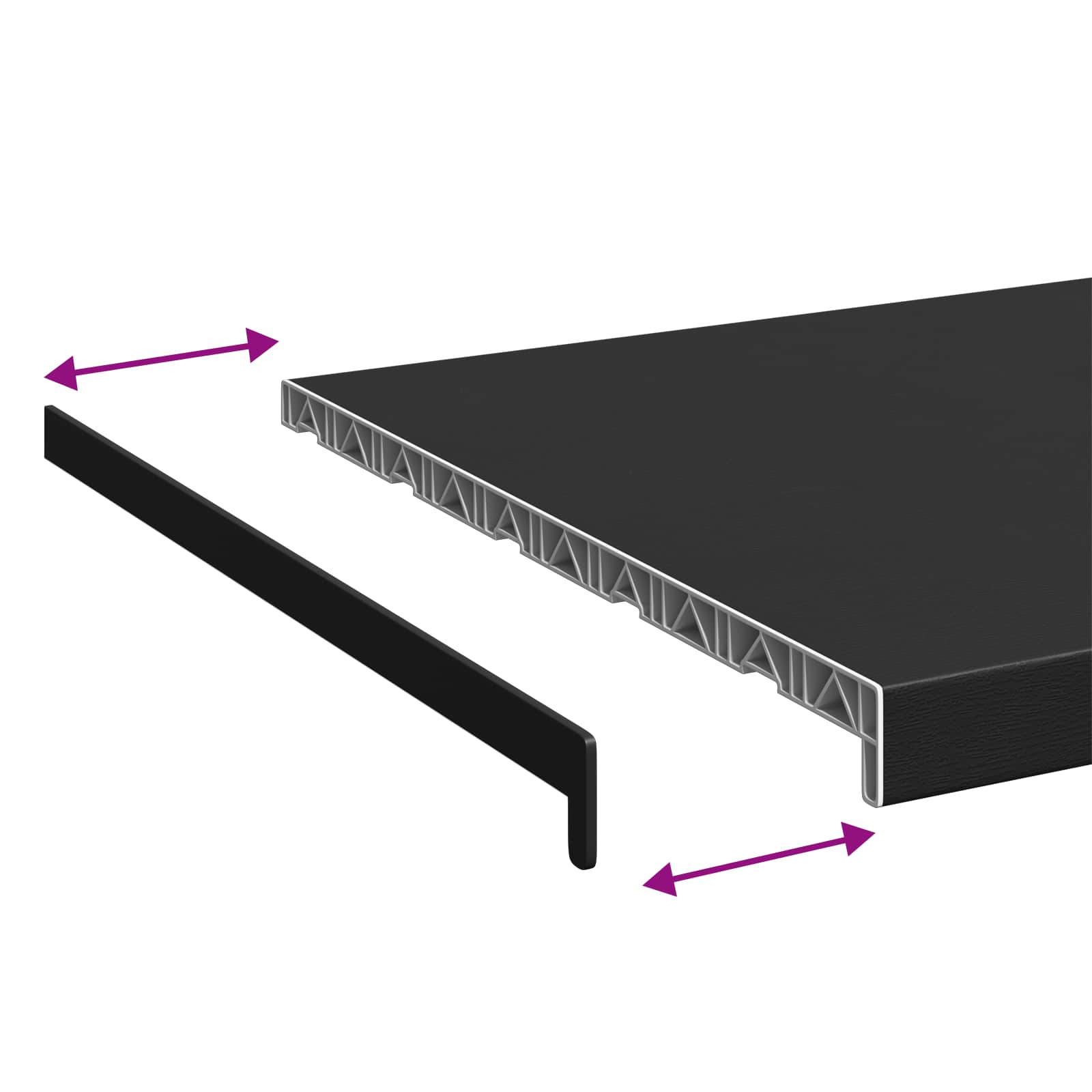 Prag de fereastră Negru cu Dungi de Lemn 80 x 50 x 4,5 cm [7]