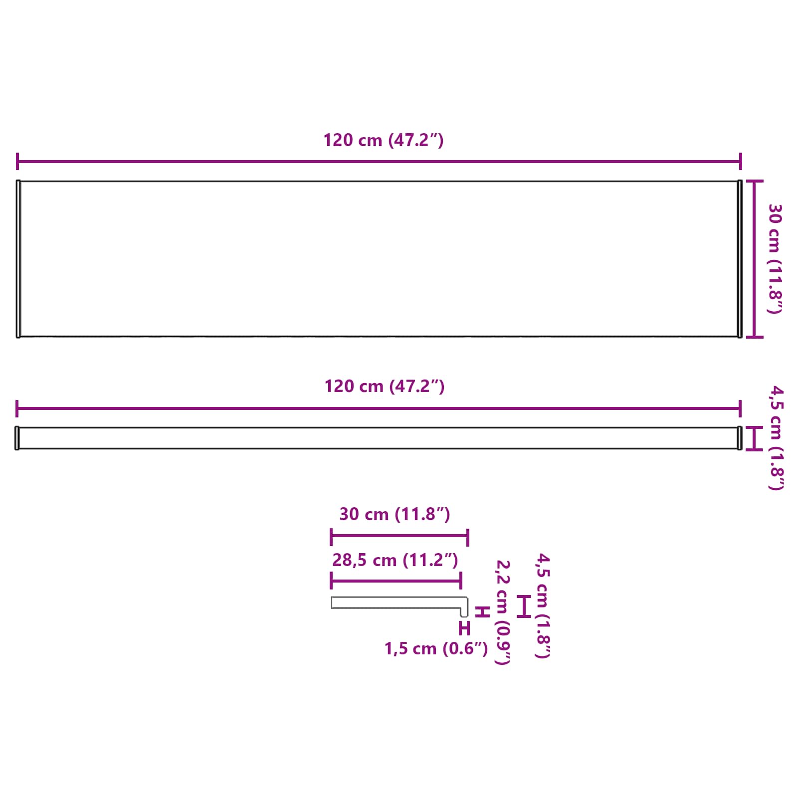 Logu palodze Brūna koks 120 x 30 x 4,5 cm PVC