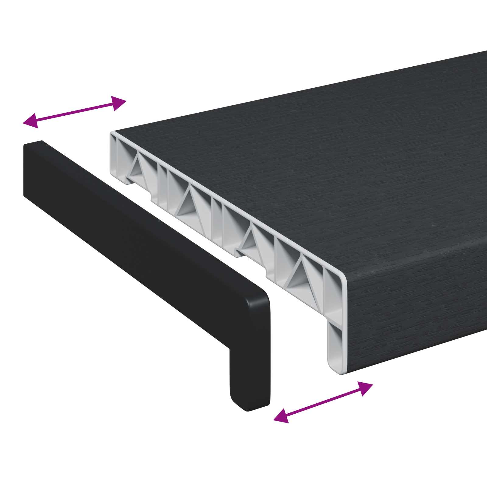 Prag de fereastră Antracit cu Textură de Lemn 80 x 25 x 4,5 cm [7]