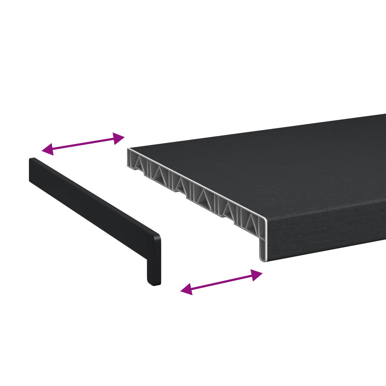 Prag de fereastră Antracit cu Textură de Lemn 120 x 35 x 4,5 cm [7]