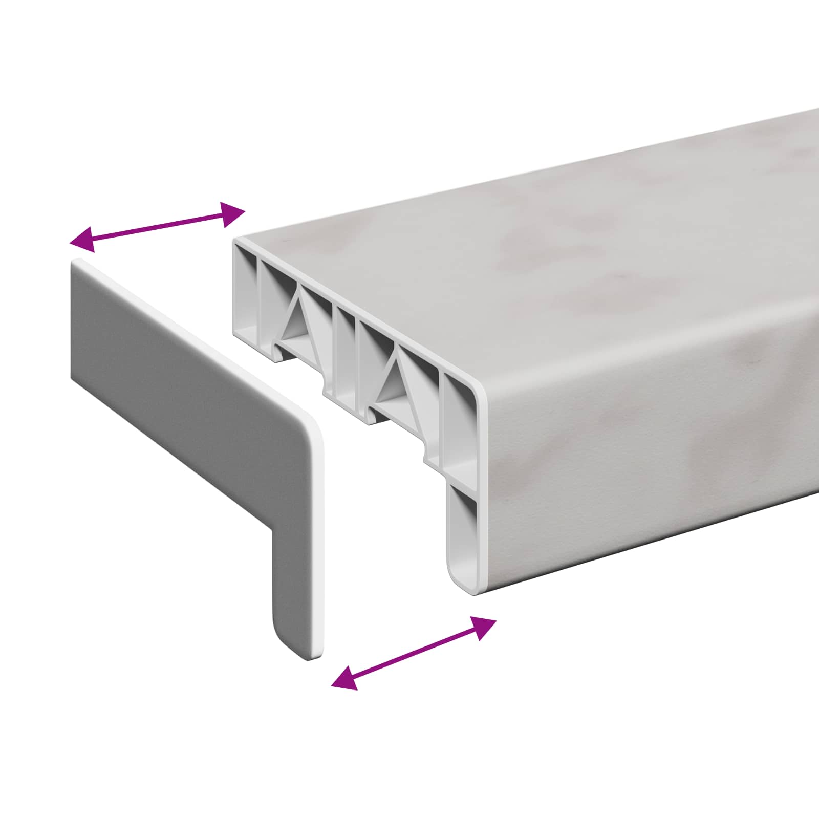 Okenski nadstrešek Marmor besedilo -enure 80 x 15 x 4,5 cm PVC - slika 8