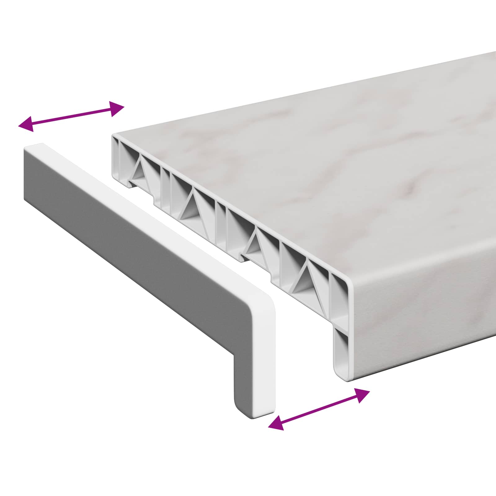 Logu palodze Marmora teksts -enure 60 x 20 x 4,5 cm PVC