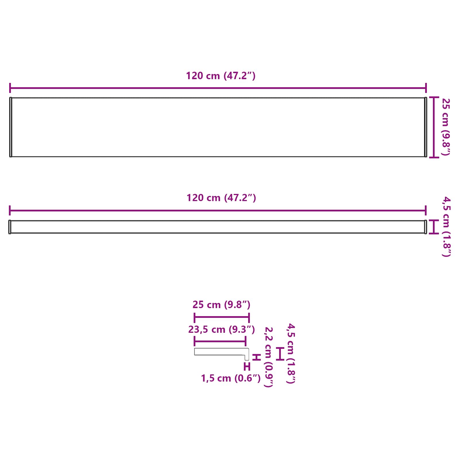 Logu palodze Marmora teksts -enure 120 x 25 x 4,5 cm PVC