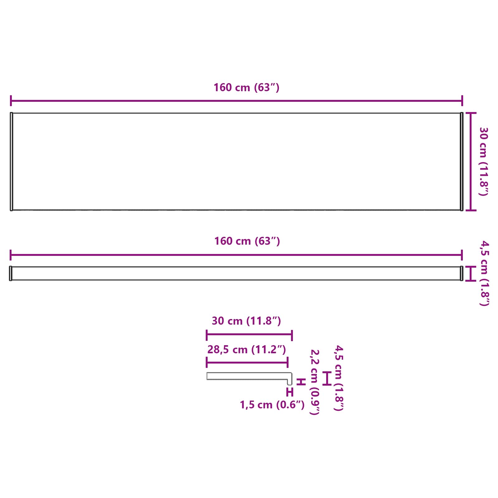 Okenski nadstrešek Marmor besedilo -enure 160 x 30 x 4,5 cm PVC - slika 13