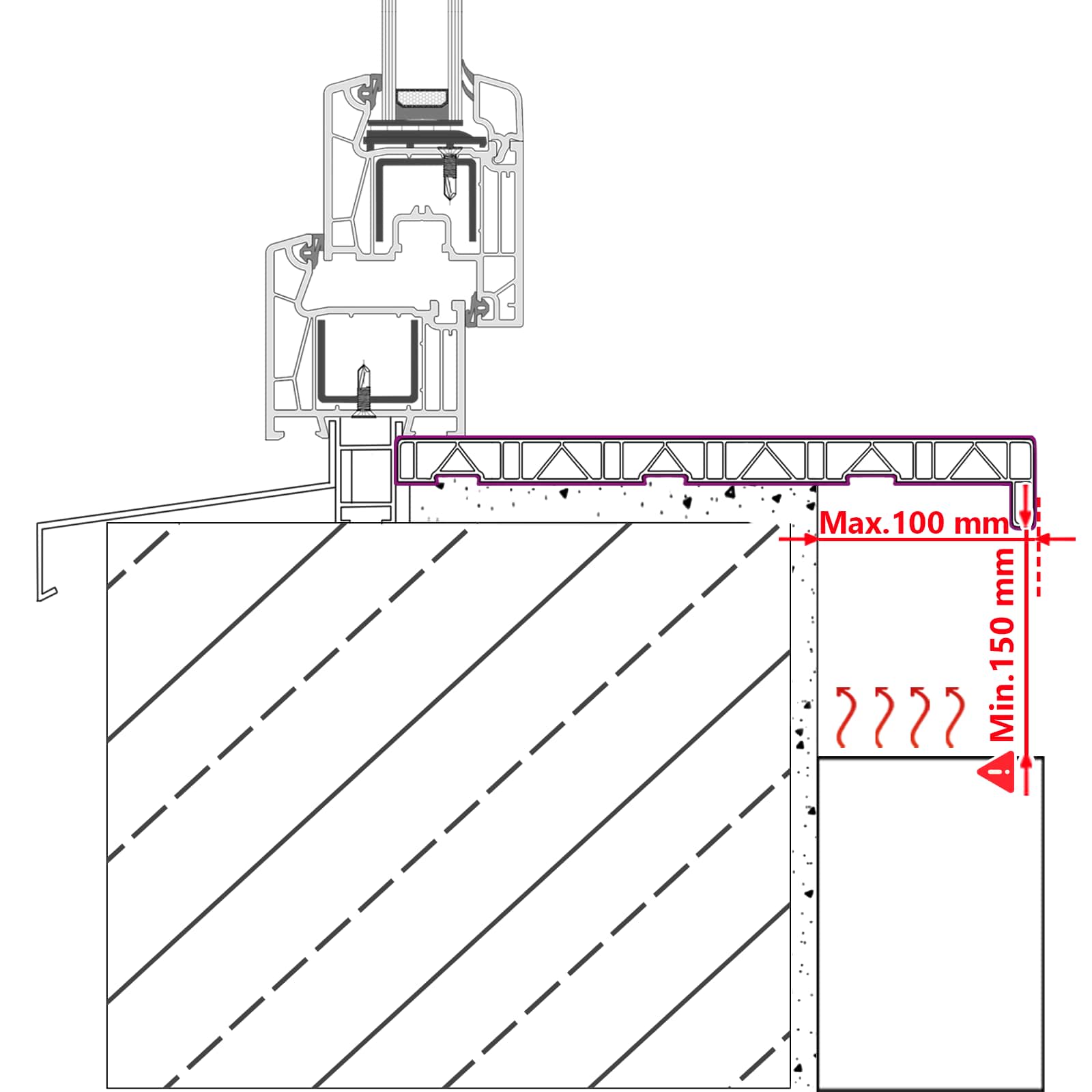 Logu palodze Marmora teksts -enure 120 x 40 x 4,5 cm PVC