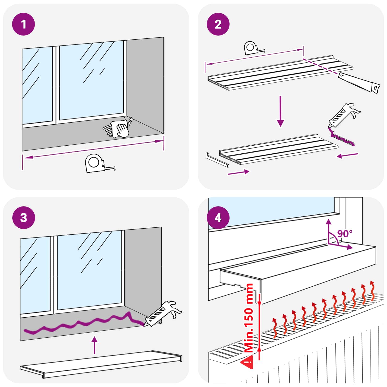 Logu palodze Marmora teksts -enure 120 x 40 x 4,5 cm PVC