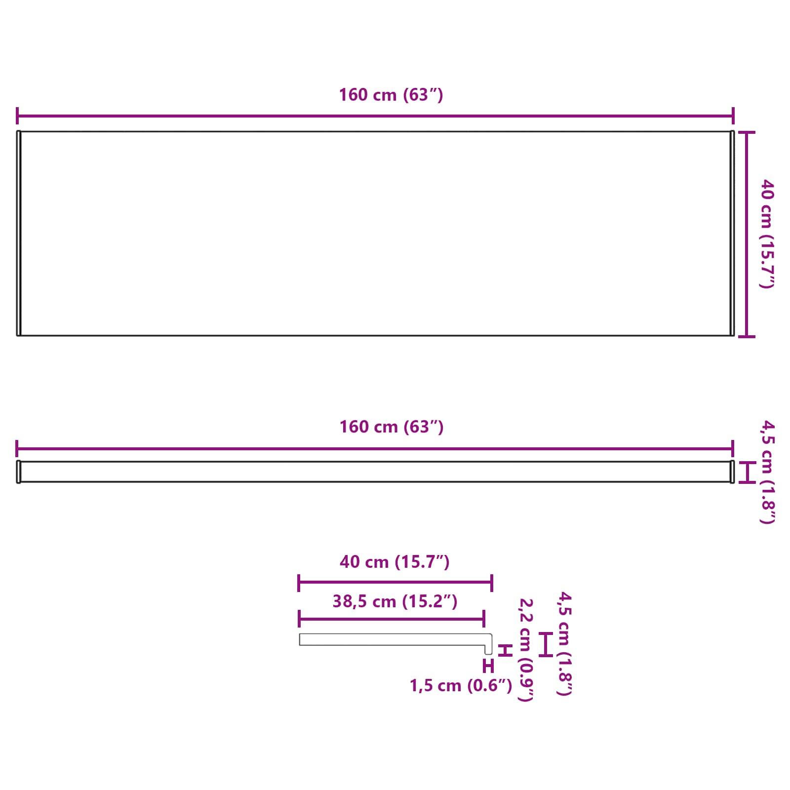 Okenski nadstrešek Marmor besedilo -enure 160 x 40 x 4,5 cm PVC - slika 13