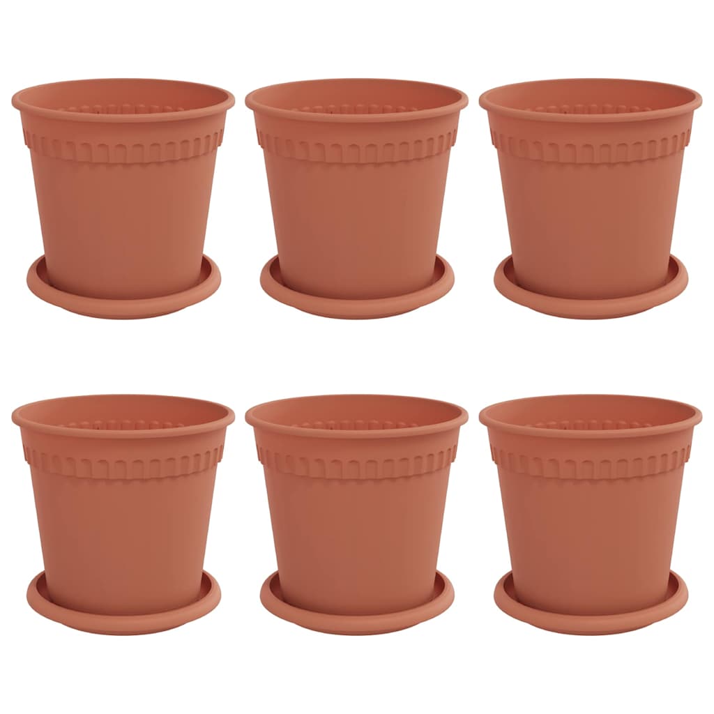 Augu podi 6 pcs Ķieģeļu sarkans Ø 17 x 14 cm Plastmasa