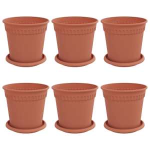 Květináče 6 pcs Cihlově červená Ø 17 x 14 cm Plast - obrázek 2