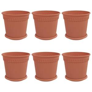 Květináče 6 pcs Cihlově červená Ø 19 x 16 cm Plast - obrázek 2